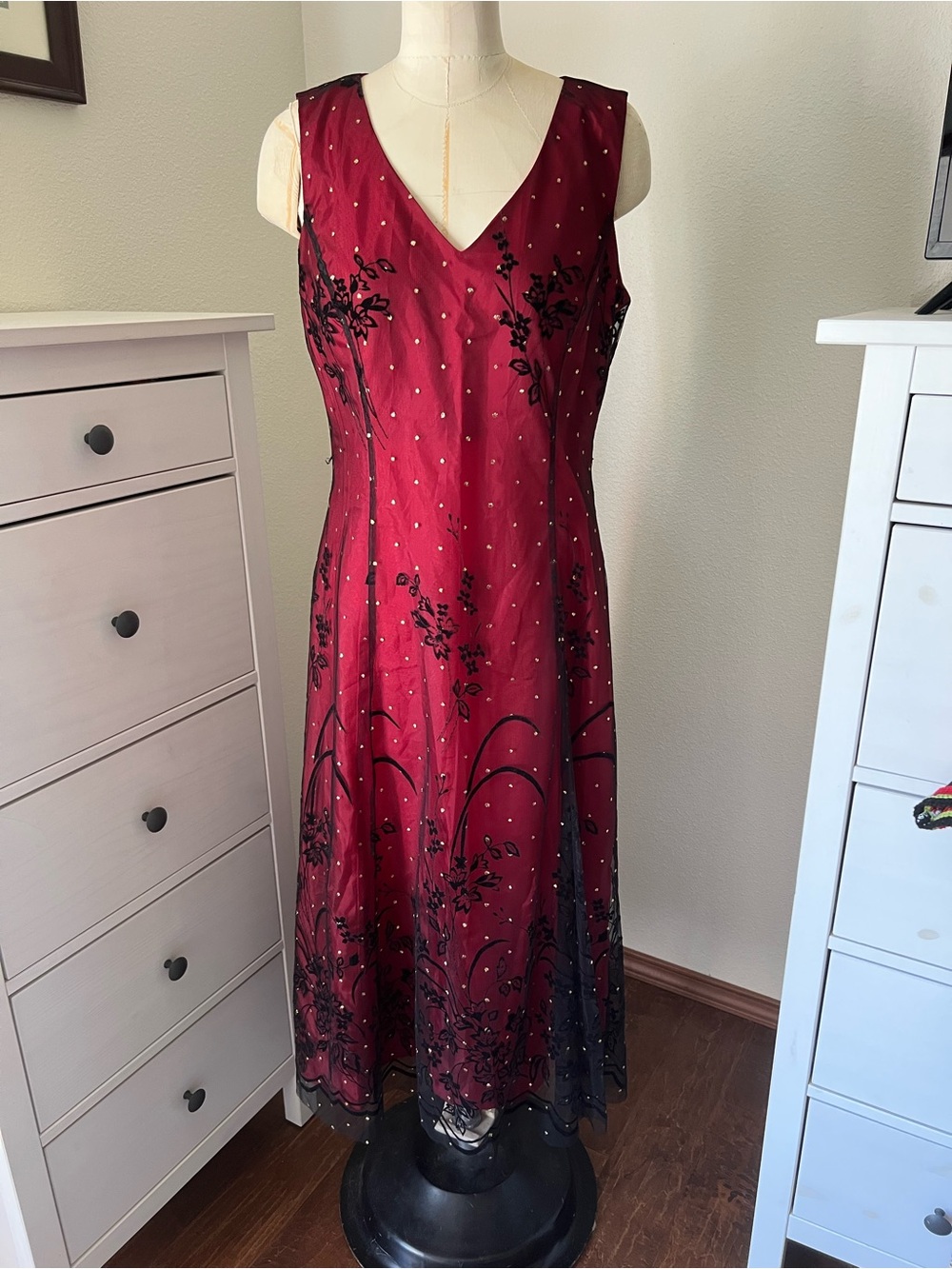 Coldwater Creek red and black dress size 12
